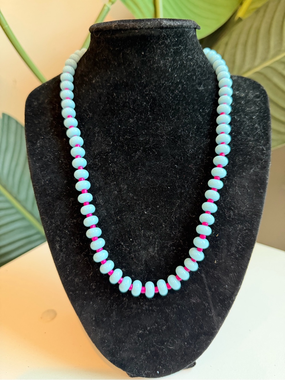 Turquoise & Pink Beaded Necklace